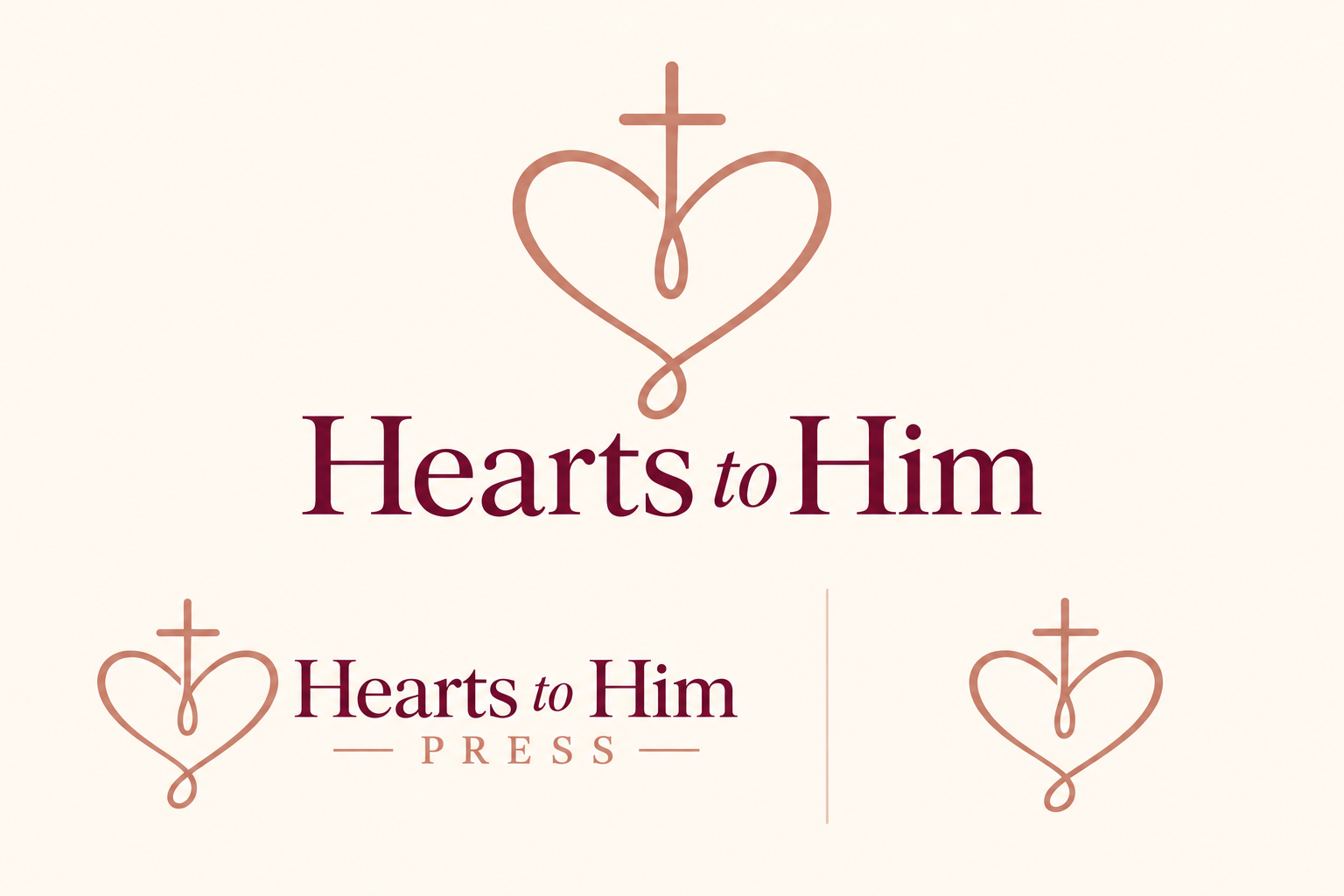 Hearts to Him logo concept featuring a heart and cross